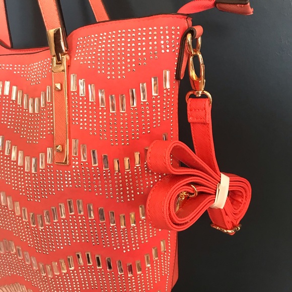 NWT Coral  Saffiano Leather Leather Tote - Picture 3 of 4